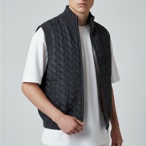 Stone Falcon Men’s Sweater Zip Best Fleece Lined Size Large Black Gray